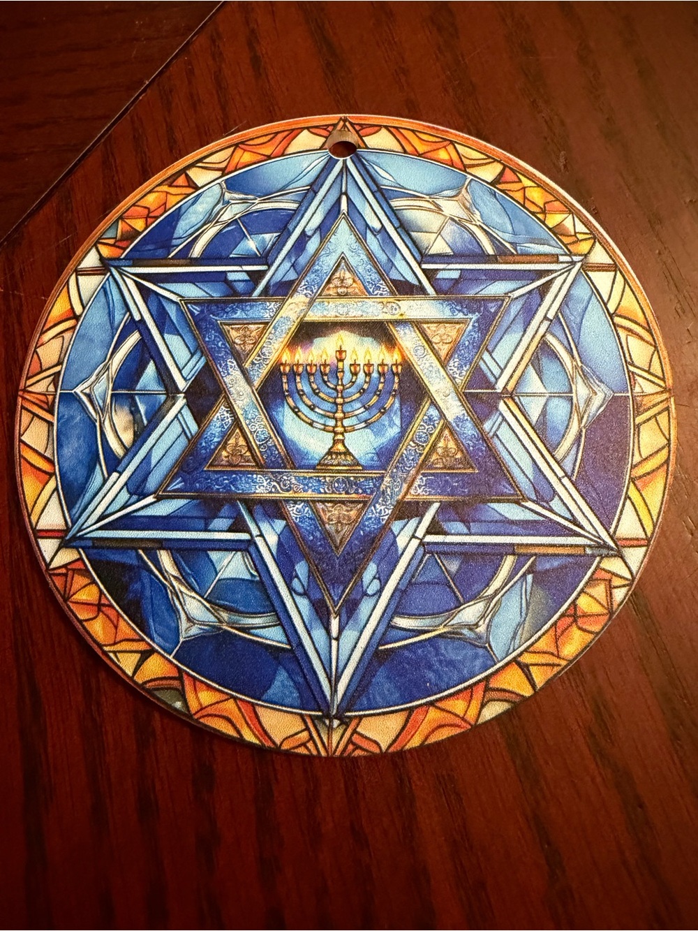 🎄New🎄Blue Star of David Menorah Round Wall Art Ornament (2/$10)